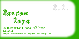marton koza business card